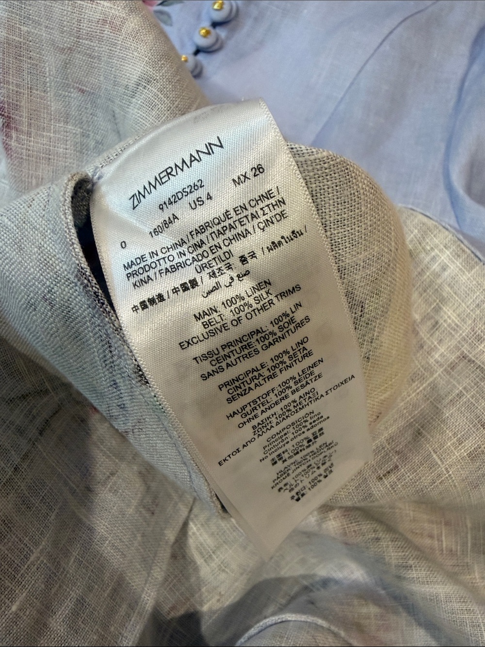 🔥CLEARANCE🔥 NWOT Zimmermann Lavender Floral Linen Mini Dress, Size AU 0 - Picture 16 of 16